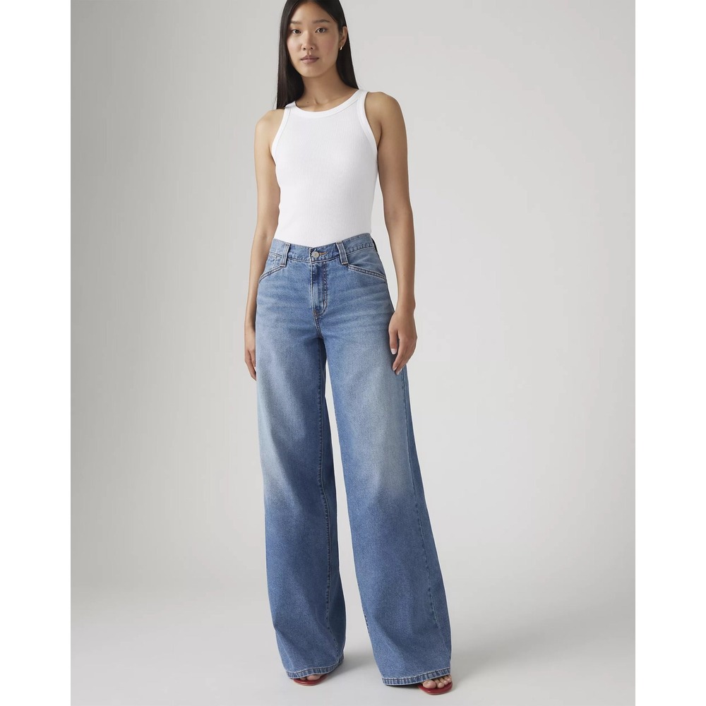 Levis 94 Baggy Wide Leg Jeans Womens 31 Blue Medium Wash Denim Mid Rise Relaxed